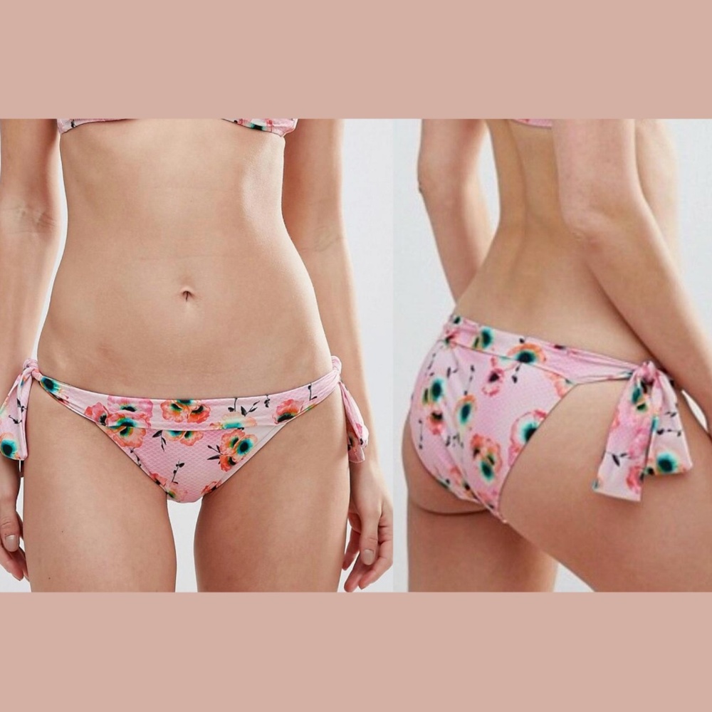 NEW Seafolly Cabana Rose Hipster Tie‎ Side Bikini Bottom [SZ 4 US ]